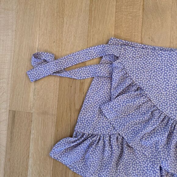 SHEIN Purple Floral Wrap Mini Skirt - Picture 3 of 6